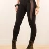 Legging Long Avec Empiècements En Tulle "Aquarius", Noir