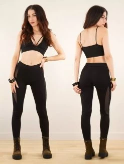 Legging Long Avec Empiècements En Tulle "Aquarius", Noir -Magasin De Vêtements Pour Femmes legging long avec empiecements en tulle aquarius noir p image 344871 grande