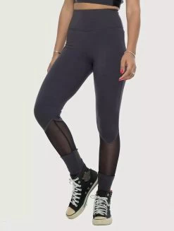 Legging Long Avec Empiècements En Tulle "Arrow", Gris Bleuté