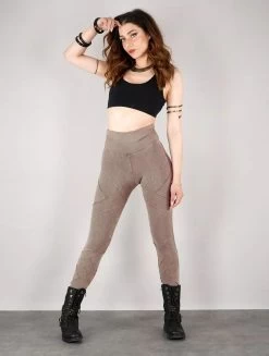 Legging Long En Patchwork "Nyepi", Beige Délavé -Magasin De Vêtements Pour Femmes legging long en patchwork nyepi beige delave p image 342488 grande