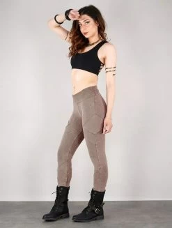 Legging Long En Patchwork "Nyepi", Beige Délavé -Magasin De Vêtements Pour Femmes legging long en patchwork nyepi beige delave p image 342489 grande