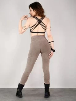 Legging Long En Patchwork "Nyepi", Beige Délavé -Magasin De Vêtements Pour Femmes legging long en patchwork nyepi beige delave p image 342490 grande