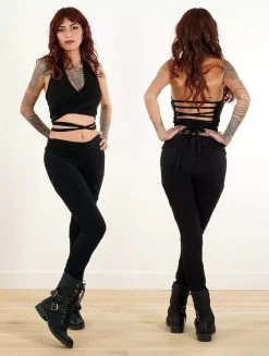 Legging Long En Patchwork "Nyepi", Noir -Magasin De Vêtements Pour Femmes legging long en patchwork nyepi noir p image 338857 grande