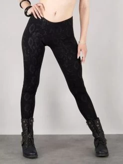 Legging Long Imprimé "Hatha Snake", Noir