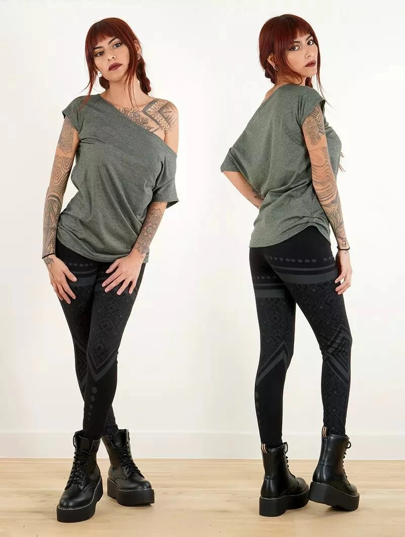 Legging Long Imprimé "Rinji Floral Circuit", Noir 4 Legging Long Imprimé "Rinji Floral Circuit", Noir – Image 4