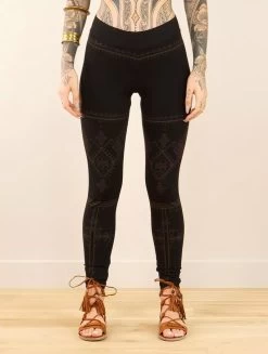 Legging Long Imprimé "Rinji Thiziri", Noir