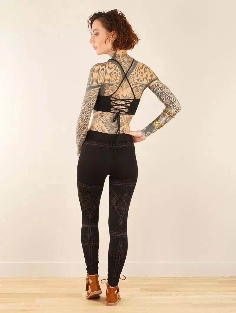 Legging Long Imprimé "Rinji Thiziri", Noir 2 Legging Long Imprimé "Rinji Thiziri", Noir – Image 2