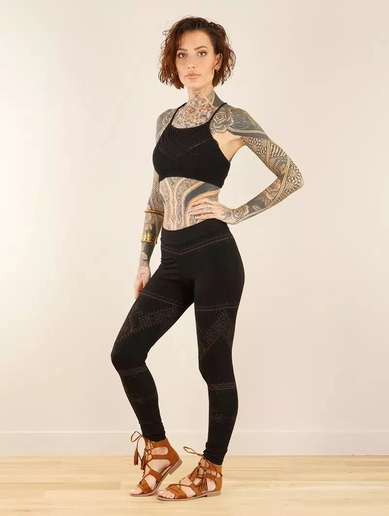 Legging Long Imprimé "Rinji Thiziri", Noir 3 Legging Long Imprimé "Rinji Thiziri", Noir – Image 3