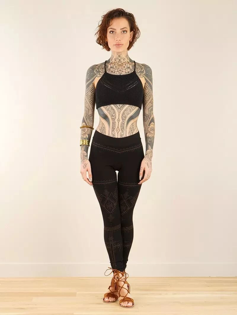 Legging Long Imprimé "Rinji Thiziri", Noir 4 Legging Long Imprimé "Rinji Thiziri", Noir – Image 4