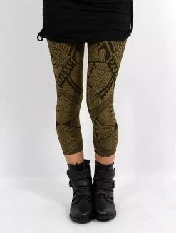 Legging ¾ Imprimé "Rinji Africa", Vert Kaki
