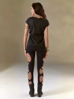 Legging Long Ajouré "Daena", Noir -Magasin De Vêtements Pour Femmes leggings daena noir p image 332298 grande