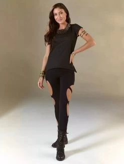 Legging Long Ajouré "Daena", Noir -Magasin De Vêtements Pour Femmes leggings daena noir p image 332299 grande