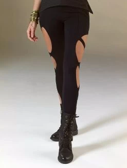 Legging Long Ajouré "Daena", Noir -Magasin De Vêtements Pour Femmes leggings daena noir p image 332300 grande