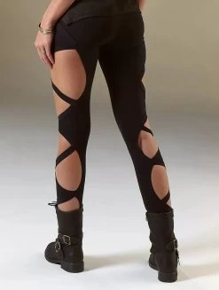 Legging Long Ajouré "Daena", Noir