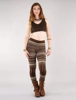 Legging Long Imprimé "Rinji Aztec", Marron Foncé -Magasin De Vêtements Pour Femmes leggings longs rinji aztec marron fonce p image 326722 grande