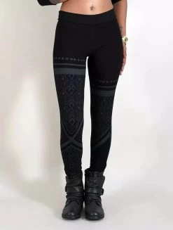 Legging Long Imprimé "Rinji Floral Circuit", Noir