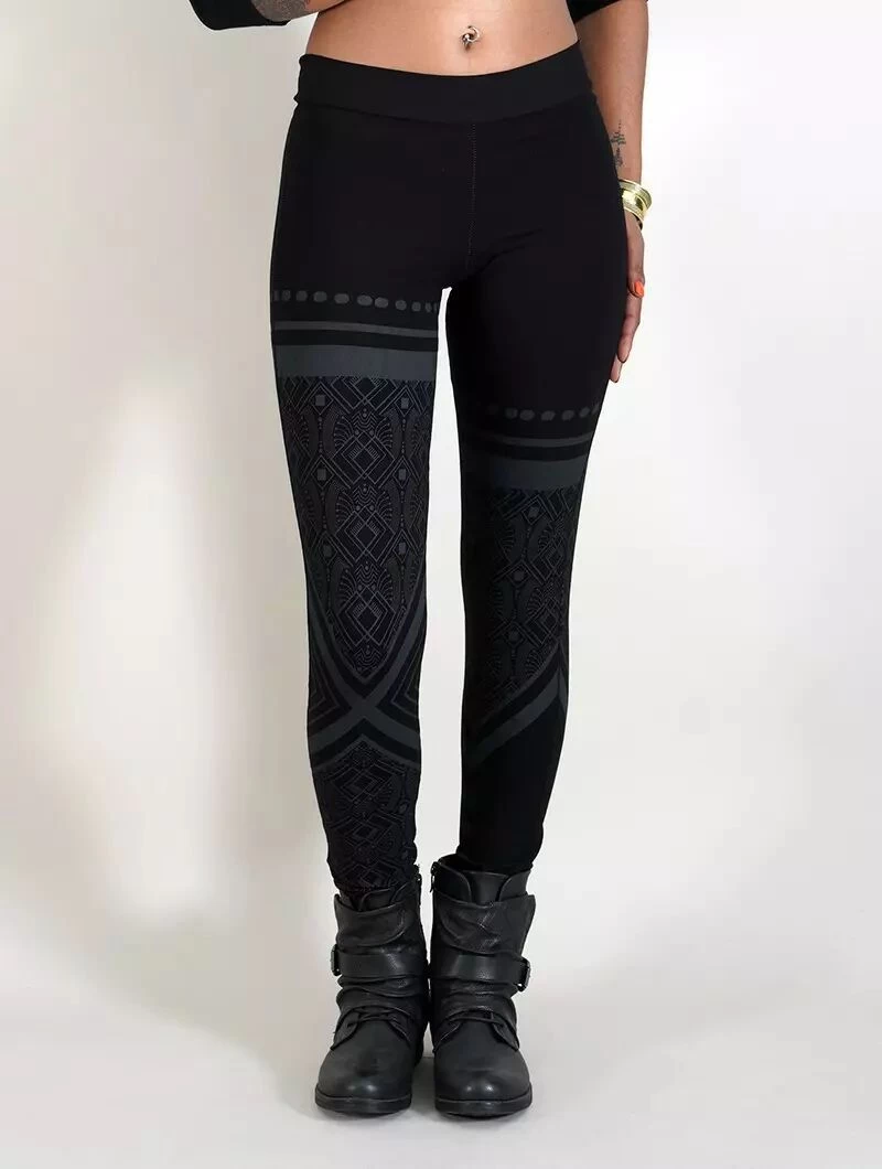 Legging Long Imprimé "Rinji Floral Circuit", Noir 1 Legging Long Imprimé "Rinji Floral Circuit", Noir