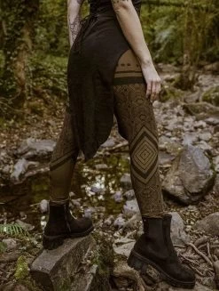 Legging Long Imprimé "Rinji Floral Circuit", Vert Kaki