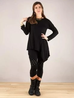 Legging Court Ajouré En Patchwork "Nirmala", Noir -Magasin De Vêtements Pour Femmes leggings nirmala noir p image 335378 grande