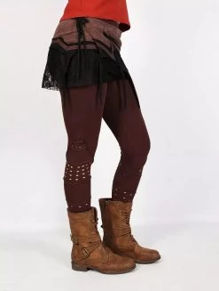 Legging Long Ajouré En Patchwork "Shaurya", Marron -Magasin De Vêtements Pour Femmes leggings shaurya marron p image 323803 grande