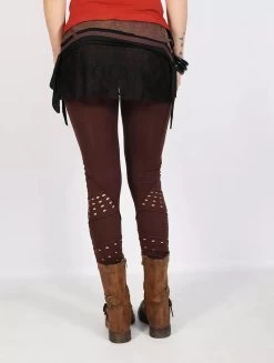 Legging Long Ajouré En Patchwork "Shaurya", Marron -Magasin De Vêtements Pour Femmes leggings shaurya marron p image 323804 grande