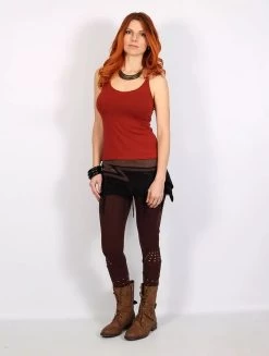 Legging Long Ajouré En Patchwork "Shaurya", Marron -Magasin De Vêtements Pour Femmes leggings shaurya marron p image 323805 grande