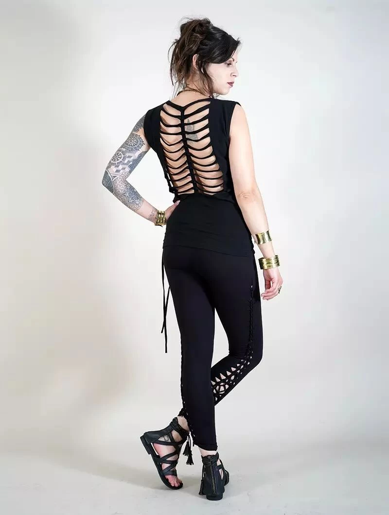 Legging Long Ajouré "Swad", Noir 4 Legging Long Ajouré "Swad", Noir – Image 4