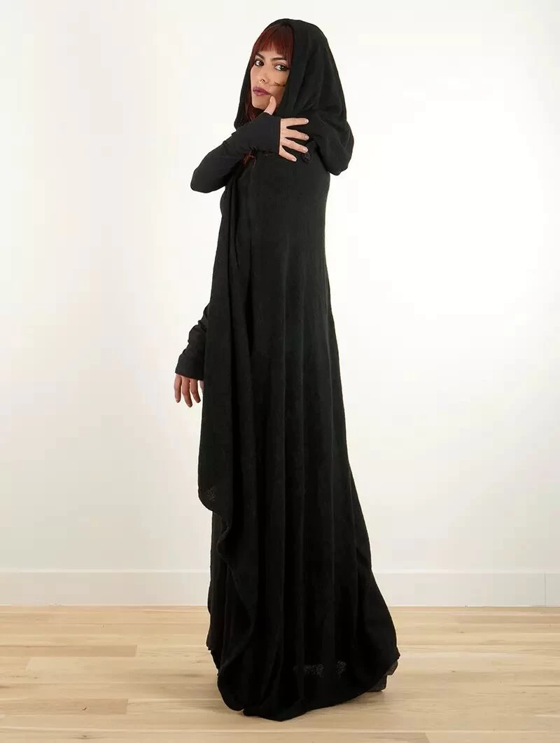 Longue Cape à Capuche "Danäa", Noir 6 Longue Cape à Capuche "Danäa", Noir – Image 6