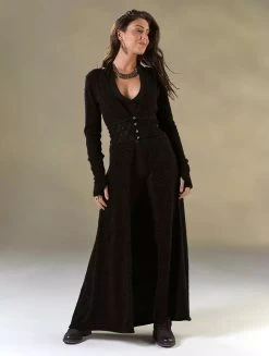 Maxi Gilet Avec Détail Crochet "Boho", Noir -Magasin De Vêtements Pour Femmes maxi gilet avec detail crochet boho noir p image 337643 grande