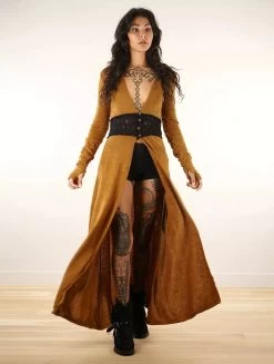 Maxi Gilet Avec Détail Crochet "Boho", Rouille