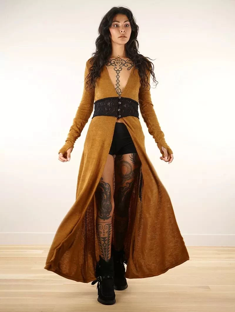 Maxi Gilet Avec Détail Crochet "Boho", Rouille 1 Maxi Gilet Avec Détail Crochet "Boho", Rouille