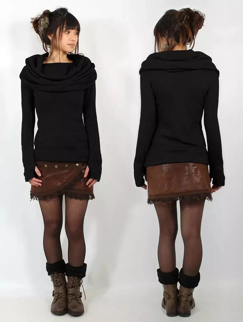 Pull à Gros Col "Mantra", Noir 5 Pull à Gros Col "Mantra", Noir – Image 5