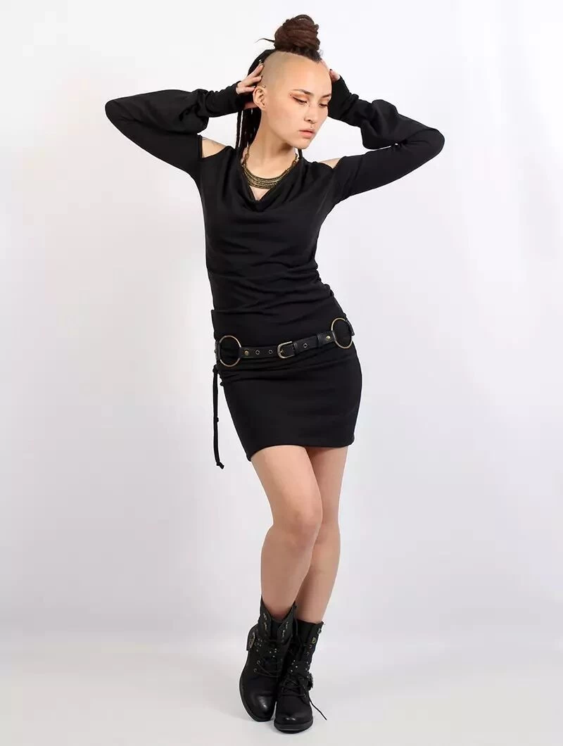 Robe Pull épaules Dénudées "Elixir", Noir 7 Robe Pull épaules Dénudées "Elixir", Noir – Image 7