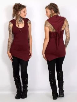 Tunique Capuche Lutin "Ranoy", Bordeaux -Magasin De Vêtements Pour Femmes p image 314120 grande