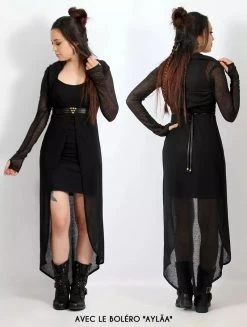 Robe Sans Manches Courte Devant Et Longue Derrière "Marrakech", Noir -Magasin De Vêtements Pour Femmes p image 316286 grande