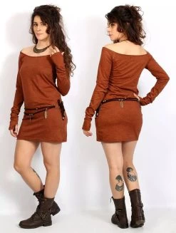 Ceinture "Feathers", Tissus Marron Et Perles Dorées -Magasin De Vêtements Pour Femmes p image 316451 grande