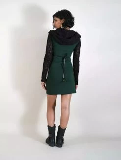 Robe Manches Longues Crochet "Atmäa", Vert Canard Et Noir -Magasin De Vêtements Pour Femmes p image 321230 grande