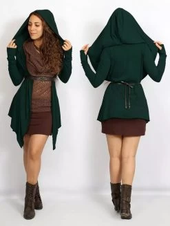 Gilet à Capuche "Lakyäa Rmx", Vert Forêt -Magasin De Vêtements Pour Femmes p image 322308 grande