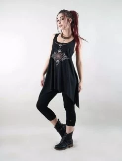 Tunique Sans Manches Nouée Et Imprimée "Chantira", Noir Et Marron