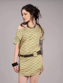 Tunique Imprimée "VooDoo Longma", Blanc Et Orangé