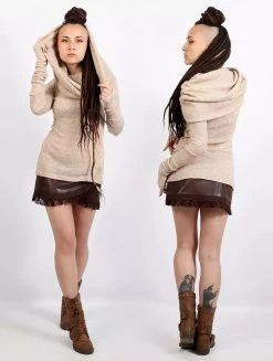 Pull à Gros Col "Mantra", Beige -Magasin De Vêtements Pour Femmes p image 326024 grande