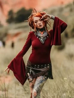 Pull à Manches évasées "Eo-Kimö", Bordeaux Et Noir -Magasin De Vêtements Pour Femmes p image 326377 grande