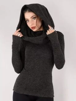 Pull à Gros Col "Mantra", Gris Foncé