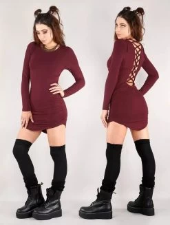 Robe à Manches Longues "Ritaa", Bordeaux -Magasin De Vêtements Pour Femmes p image 329331 grande