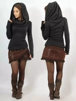 Pull à Gros Col "Mantra", Gris Foncé -Magasin De Vêtements Pour Femmes p image 329371 grande