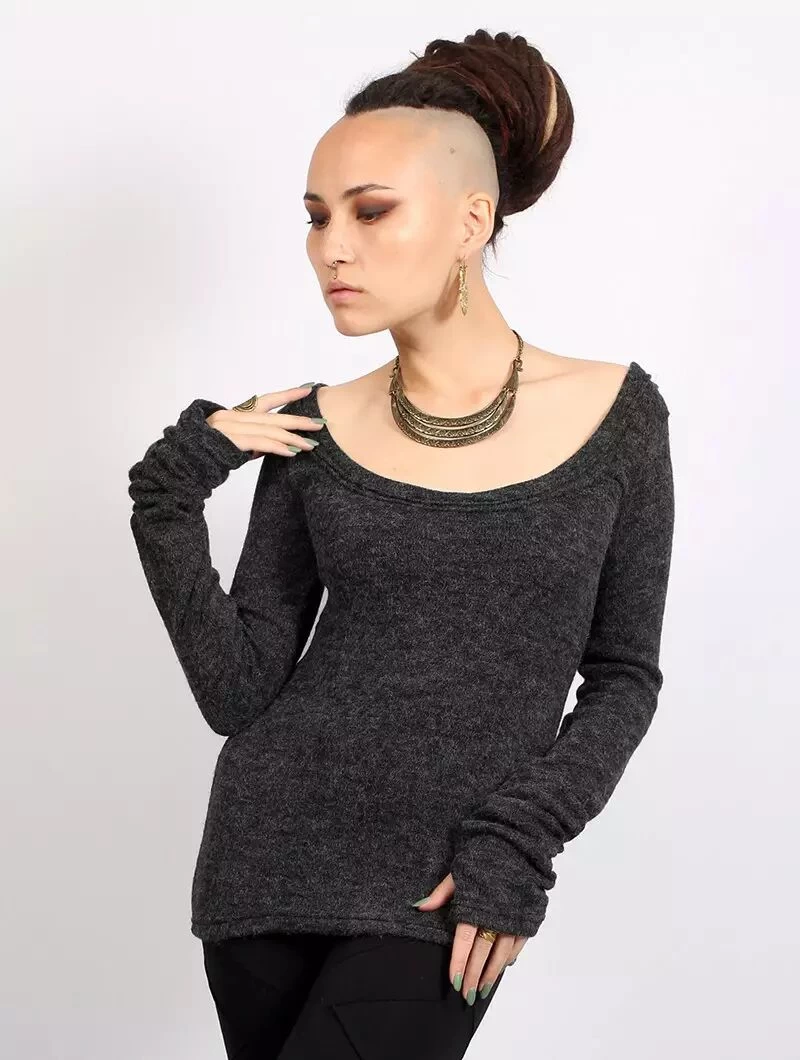 Pull "Ysïs", Gris Foncé 2 Pull "Ysïs", Gris Foncé – Image 2