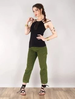 Pantalon En Velours Côtelé "Ottarah", Vert Kaki -Magasin De Vêtements Pour Femmes p image 330701 grande