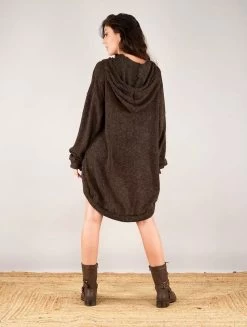 Pull Long Oversize à Capuche "Rashmi", Marron -Magasin De Vêtements Pour Femmes p image 332003 grande