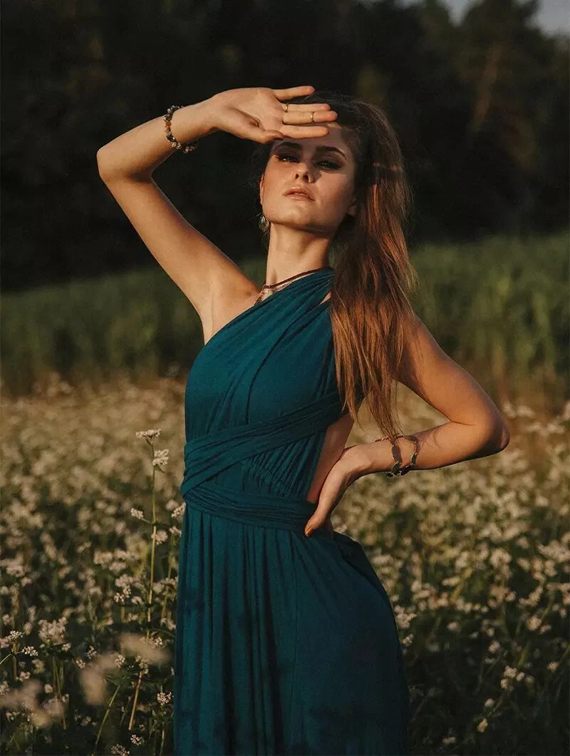 Robe Courte Infinity "Wakiza", Bleu Pétrole 2 Robe Courte Infinity "Wakiza", Bleu Pétrole – Image 2