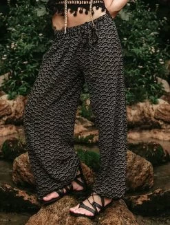 Pantalon Bouffant "Endah Dot Seigaiha", Noir